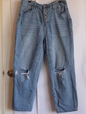 Baggy Jeans with knee distressing, ripped knees, Women's 32